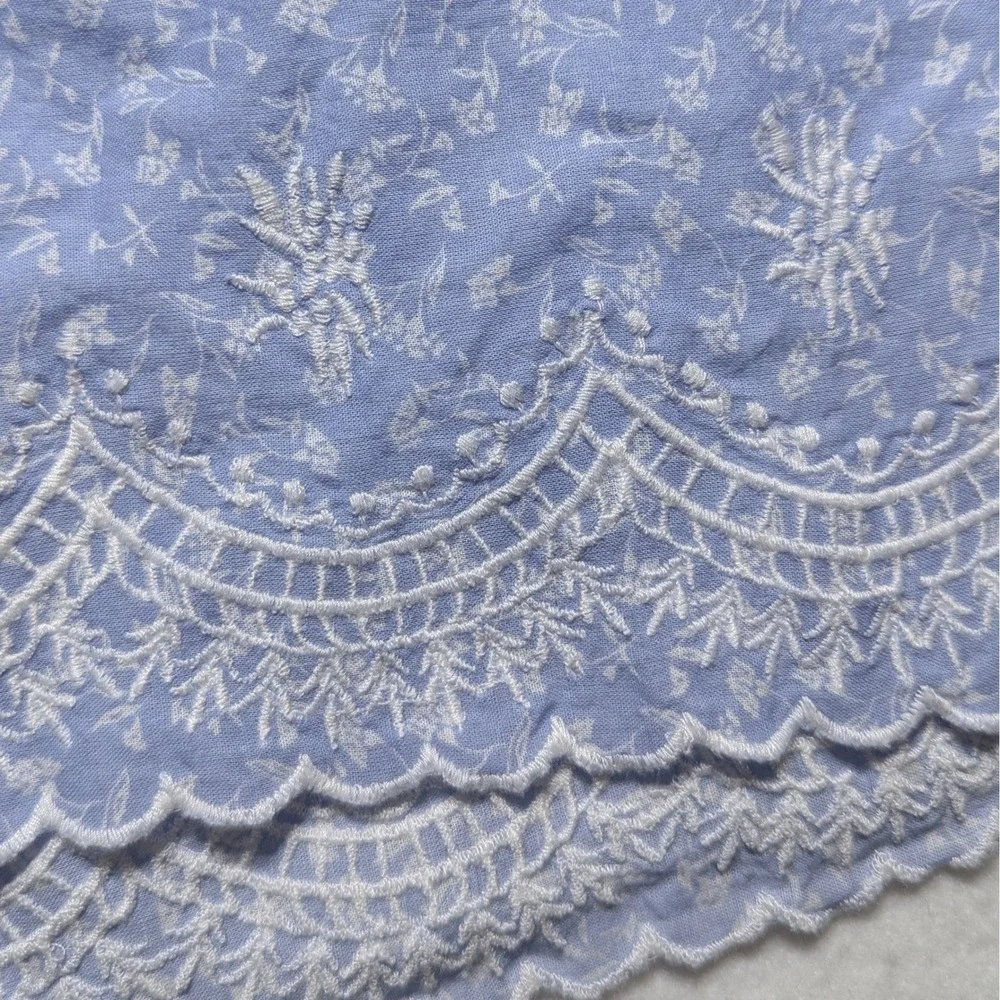 Joie Small Blue Floral Embroidered Cotton Scalloped Eyelet Shorts Coastal Boho‎